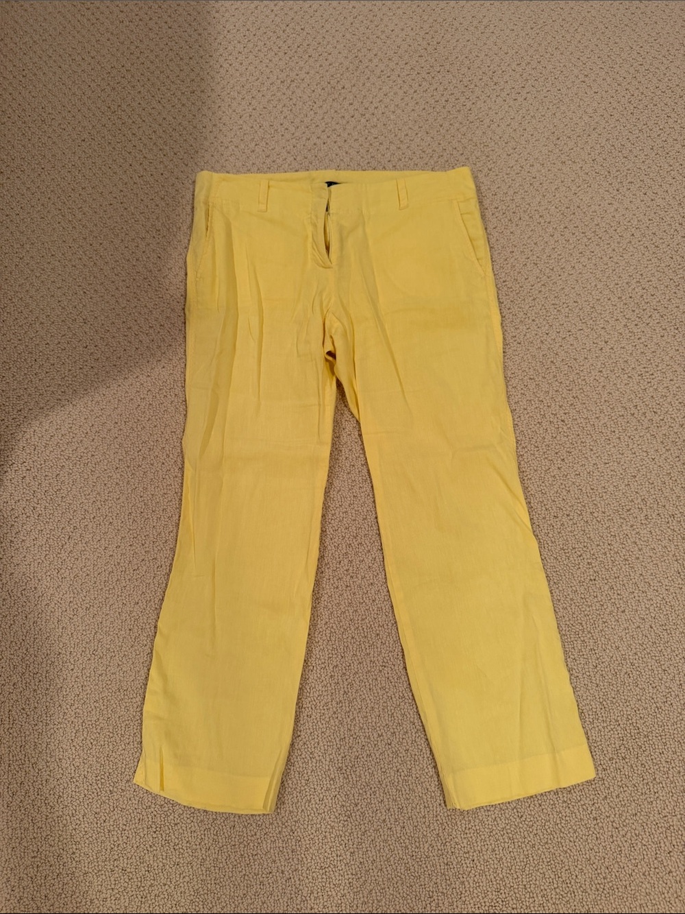 Women’s Yellow linen cropped low rise Pants - Brand: theory